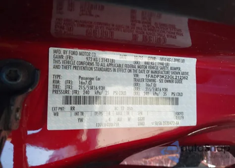 2016 Ford Focus Se z USA, uszkodzony, nr VIN 1FADP3K22GL212362